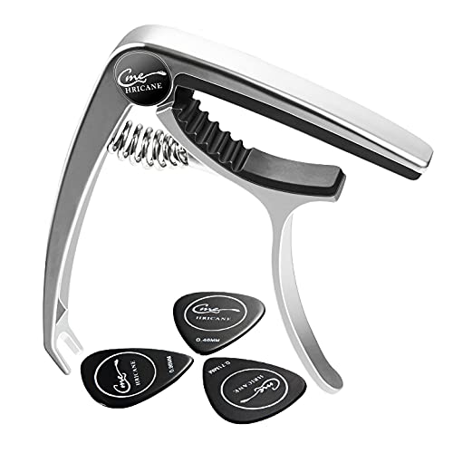 Hricane Capodastre pour guitare acoustique à changement rapide avec 3 médiators - Les Beatles, Paul McCartney, John Lennon, RIngo Starr, George Harrison Hricane Capodastre pour guitare acoustique à changement rapide avec 3 médiators