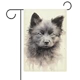 Schipperke Aquarell-Gartenflaggen, doppelseitig, für Garten, Hof, Haus, Feiertagsdekoration, 47 x 32 cm