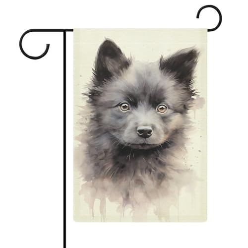Schipperke Aquarell-Gartenflaggen, doppelseitig, für Garten, Hof, Haus, Feiertagsdekoration, 47 x 32 cm