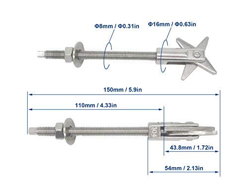 Toggle Anchor Bolts, Hollow Wall Anchors 304 Stainless Steel Scissors Type Heavy Duty X Anchor M8X150Mm, Pack Of 4 #TOP1