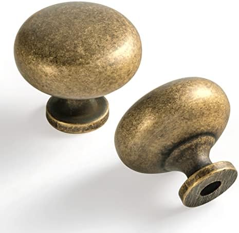 Set of 12 Elegant Antique Brass Cabinet Knobs - Classic Round Kit...