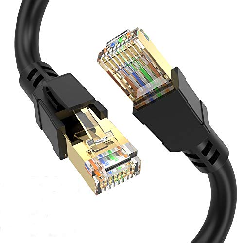 ConnBull Cable de Red Cat 8, Cable Ethernet Network Lan 40000Mbit/s con conector RJ45 (40 Gigabit, 2000MHz, cable SFTP), Compatible con CAT 6, CAT 5e, CAT 5, Cable Plano (5 Metro) Cover