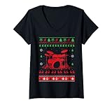 Photo Gallery donna drummer ugly christmas percussionist drummer uomini donne maglietta con collo a v Photo Gallery donna drummer ugly christmas percussionist drummer uomini donne maglietta con collo a v