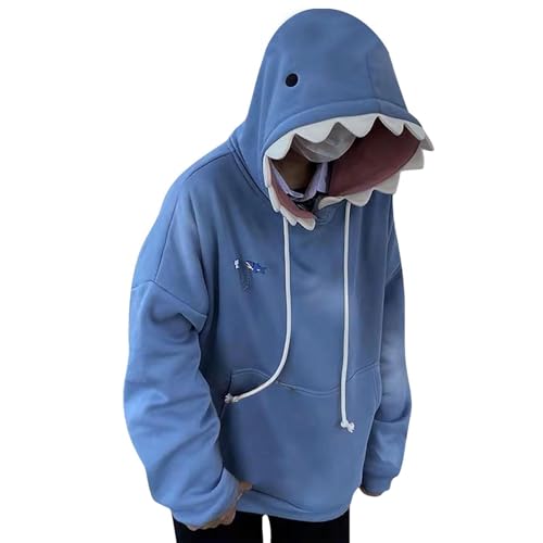 Lambo Tier-Hoodie - Blaue Kapuzenpullover für Damen in Haifischform mit Langen Ärmeln - Paar-Pullover, Tier-Kapuzen-Cartoon-Sweatshirt für Männer und Frauen