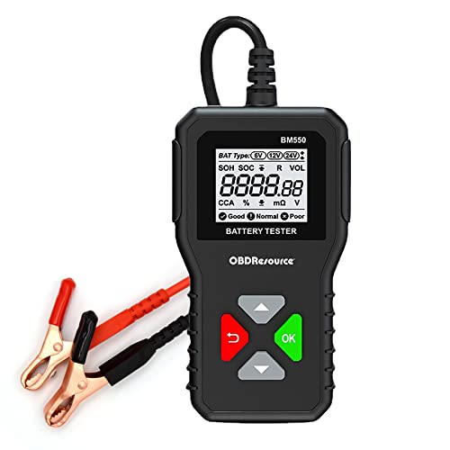 Battery Load Tester Car Battery Tester Test Truck Battery Tester Battery Analyzer Battery Load Meter 6V 12V 24V 100-2000 CCA Health Test CCA SOH SOC Voltage Internal Resistance BM550