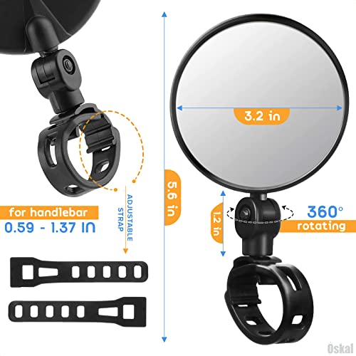 2 Pcs Bike Mirrors For Handlebars - Rear View Mirror Bike Mirrors For Adult Bikes Mountain Bike Handlebar Mirror - Rotatable Mirrors Diy Fixed Gear Bike Handlebars Road Convex Mirror Outdoor Ksi #TOP1