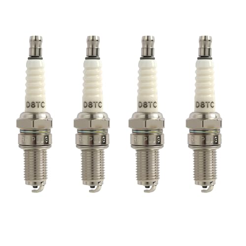 Juego de 4 bujías de encendido D8TC 10 mm para motos 4 tiempos, compatible con desbrozadora, cortacésped MTD, pocket bike y vehículo gasolina, repuesto duradero
