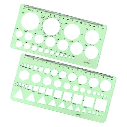 Tamaki Circle Template Measuring Geometry Ruler Geometric Drawings Stencils Rulers Scale Drafting Digital Drawing Set for Office and School Building Formwork Drawings Templates, 2 Pack