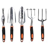 Set d'outils de jardin orange, léger alliage d'aluminium résistant à la rouille, cadeaux de jardin idéaux, outils de jardin avec gants (5 pièces)