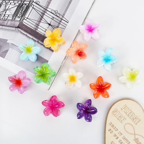 Pack of 12 Flower Hair Clips Flower Hair Clips Hawaiian Flower Hair Clips Claw Clips Women Hair Clips, Multicoloured - Image 2