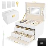 STRUCTURE SCIENTIFIQUEMENT DIVISÉE : conçu à l'intérieur avec trois compartiments de rangement distincts, comprenant des crochets pour boucles d'oreilles, une colonne pour bagues et un coussin pour montres, permettant une organisation harmonieuse et un accès facile.