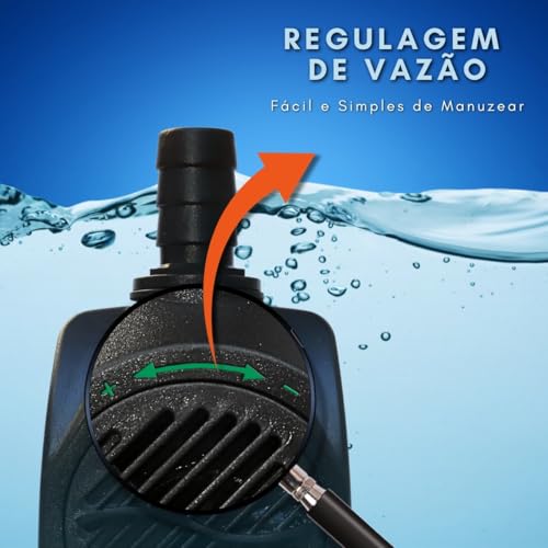 Bomba Submersa PL-204 para Aquários e Fontes - 2000 L/H, Silenciosa, Ideal para Uso Contínuo (110v)