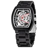 Dentily Elegante orologio analogico al quarzo da uomo, con cassa in legno, 40 mm, per papà, marito e fidanzato, nero