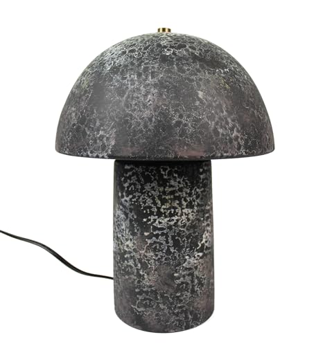 Arnusa Lampe de table en forme de champignon - En céramique - Aspect pierre - Culot E27 - Sans ampoule - 23 x 30 cm
