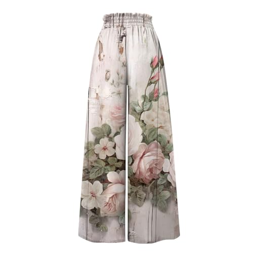 Womens Wide Leg Pants Women's Casual Trendy Loose Fit Elastic High Waist Wide Leg Trousers Flowy Long Pants3
