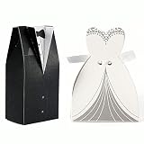 【Forma exquisita】: caja de dulces moderna y bonita, estilo europeo elegante, diseño único. La novia y el novio se vistieron con hermosos vestidos de novia, presentando dulces de boda a familiares y amigos.