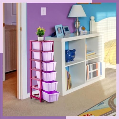 Image of TEKCOOL Plastic Drawer Organizer Self Standard Rectangular Multi Purpose Modular Drawer System Large Chest of Drawer Organizer for Home Office,Product Dimension When assembeled (6XL, Purple hex)'