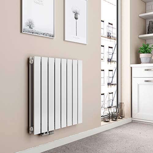 EMKE Radiador, horizontal, 630 x 620 mm, radiador plano, diseño de doble capa, radiador, panel plano calefactor, conexión lateral, calefacción, blanco, 826 W