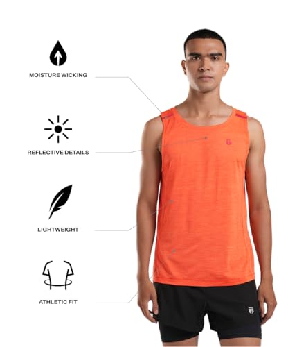 Image of TEGO Men's Pacer Tank | Lightweight Ultra-Breathable Running Tank | Moisture-Wicking | Athletic Fit | Chafe-Free Seams | Reflective Details | 100% Polyester Gym Tank Top