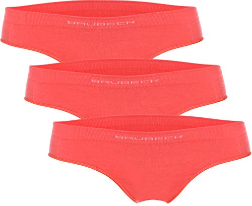 BRUBECK Slips Mädchen 3er Pack | Kinder Unterhosen atmungsaktiv | Unterwäsche Slip | Cotton Underwear | Girls Panties | Underpants | 81% Baumwolle | Koralle | Gr. 140-146 | HI10140 Cover