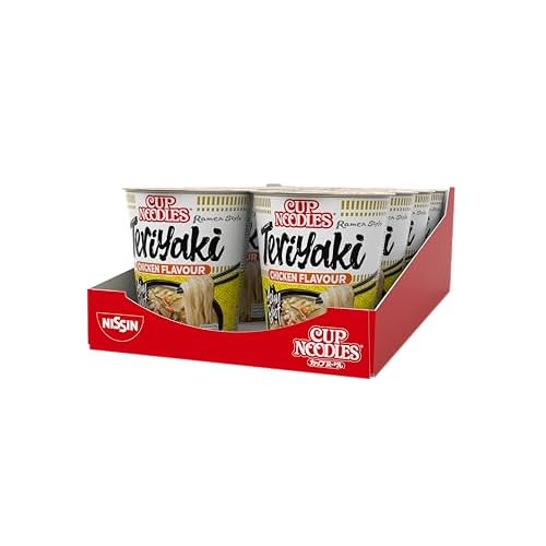 Nissin Cup Noodles – Chicken Teriyaki, 8er Pack, Soup Style Instant-Nudeln japanischer Art, mit Hühnerfleisch-Geschmack und Gemüse, schnell im Becher zubereitet, asiatisches Essen (8 x 67 g)