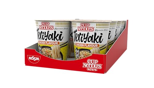 Nissin Cup Noodles – Chicken Teriyaki, 8er Pack, Soup Style Instant-Nudeln japanischer Art, mit Hühnerfleisch-Geschmack und Gemüse, schnell im Becher zubereitet, asiatisches Essen (8 x 67 g)