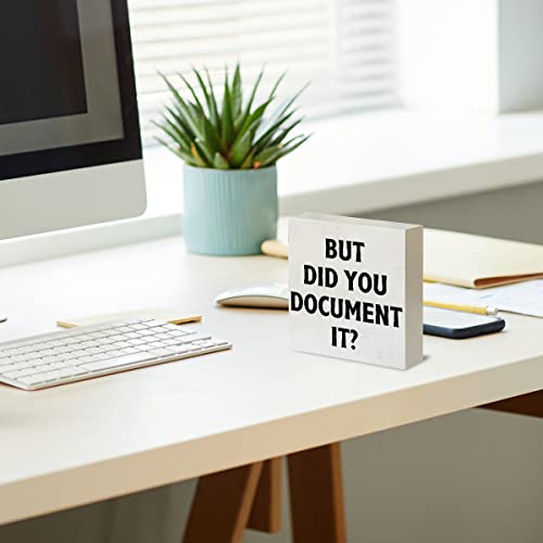 Humor Office Hr Wood Box Sign Rustic But Did You Document It Wooden Box Sign Decorative Signs Block Plaque For Home Office Desk Table Shelf Decor 5"X 5" #TOP5