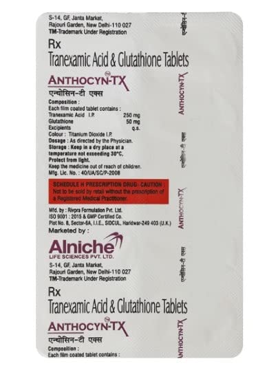tranexamic acid & glutathione tablets Anthocyn-TX