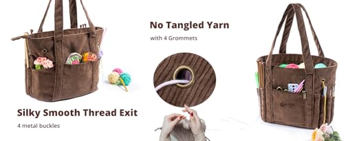 Image of Crochet Bags and Tote Bags - Corduroy Wire Bags - Yarn Clips for Crochet - Functional Crochet Hook and Crochet Accessories Lots of Crochet Bags for Crochet Lovers, Thanksgiving Gifts