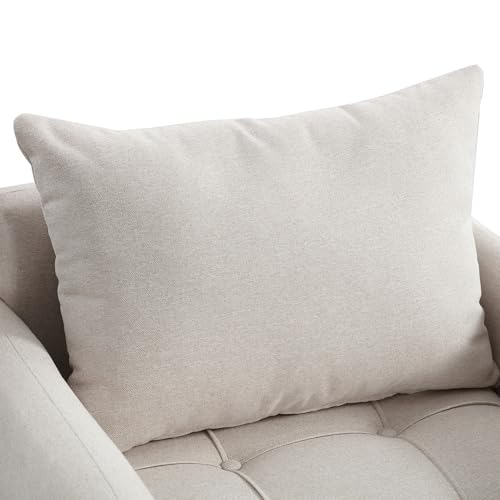 Bonzy Home Accent Chair, Modern Arm Chair with Storage and Button Cushion, Fabric Upholstered Living Room Chairs for Bedroom, Apartment, White