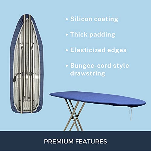 Ironing Board Cover And Pad Standard Size 18X49 Inch, Large Extra Wide, Adjustable Elastic Edge Fit, Extra Thick, Heat Reflective, Non Stick Scorch And Stain Resistant (18" X 49", Blue) #TOP2