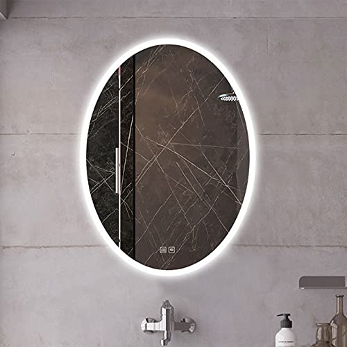 Espejo de baño led Ovalado con luz, Espejo de Maquillaje Luminoso antivaho, baño de Hotel con Pantalla táctil montado en la Pared
