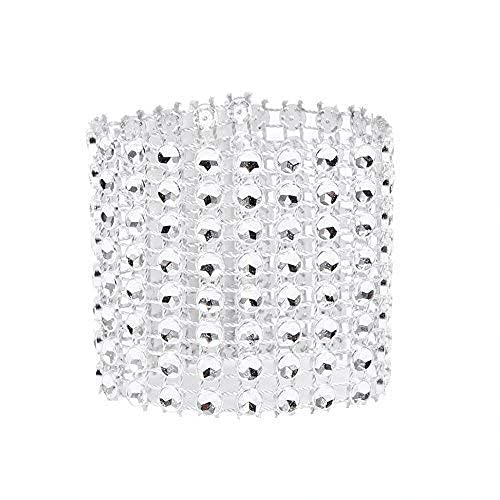 100Pcs Chair Sash Rings Silver Napkin Rings Holder With Hasp Closure Plastic Diamond Mesh Wrap Ribbon Table Ornament For Wedding Party Birthday Anniversary Mother's Day Adornment #TOP7