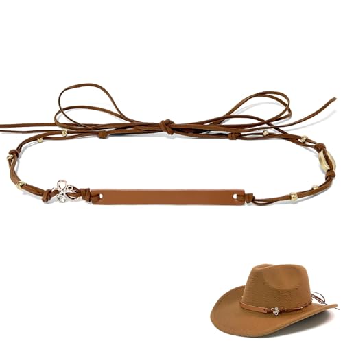 Image of Cowboy Hat Bands for Men Women, Leather Hatbands Belt for Cowboy /Western /Fedora /Cowgirl Hats