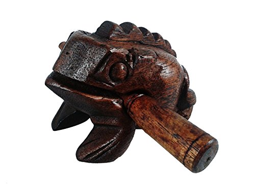 Lastwizard Percussion Small Wood Carving Frog Musical Instrument Tone Block, approx. 4