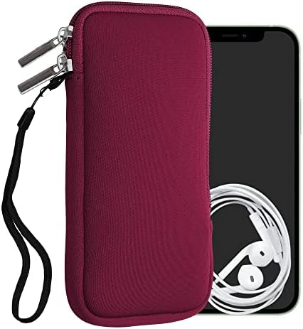 kwmobile Neoprene Phone Pouch Size XXL - 7" - Universal Cell Sleeve Mobile Bag with Zipper, Wrist Strap - Red