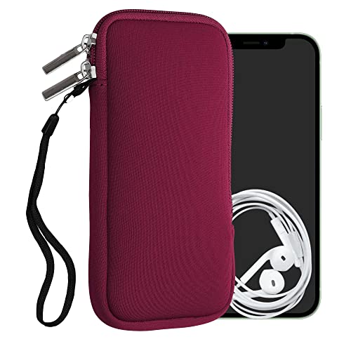 Kwmobile Neoprene Phone Pouch Size Xxl - 7" - Universal Cell Sleeve Mobile Bag With Zipper, Wrist Strap - Red #TOP8