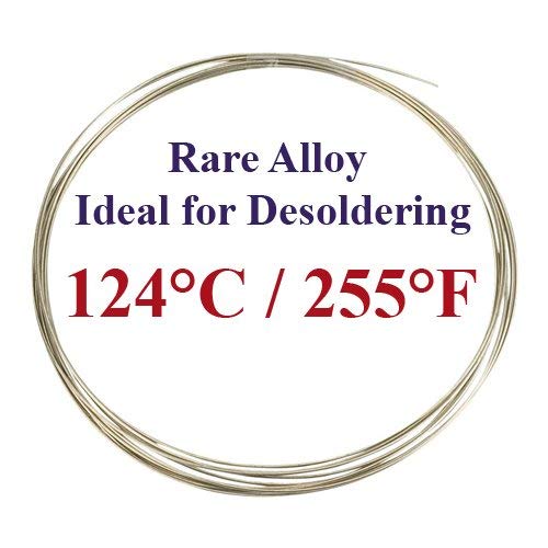 Rare Alloy | Low Melting Point Desoldering Soldering Wire with Bismuth 124°C / 255°F ǀ 1mm ǀ 1m/3.3ft ǀ Without Flux ǀ by Chemet