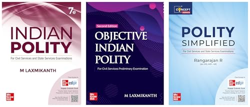 Image of UPSC Preparation books for Indian Polity | Indian Polity + Objective Polity by Laxmikant + Polity Simplified by Rangarajan - (Set of 3 Books)