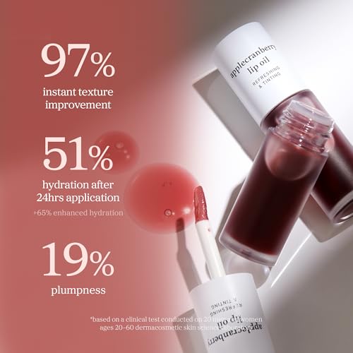 Image of NOONI Korean Lip Oil - Applecranberry | Long-Lasting, Moisturizing, Plumping, Revitalizing for Dry Lips, Waterproof, No Peel Off, Hydrating Lip Stain, Stocking Stuffers Gifts For Teen Girls 0.12 FL Oz