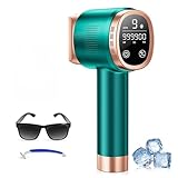 Depiladora Laser con Enfriamiento por Hielo, Depiladora Luz Pulsada de Uso Doméstico con Pantalla táctil LCD, Max 21J, 9 Niveles de Intensidad para Bikini, Axilas, Cara, Cuerpo