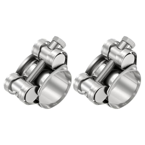 Kozelo 2Pcs 304 Stainless Steel T-Bolt Hose Clamp, Adjustable OD Range 2.2" to 2.3" (56-59mm) Heavy Duty Pipe Strap Clamp, Metal Fuel Line Clamping for Automotive, Plumbing, Industrial