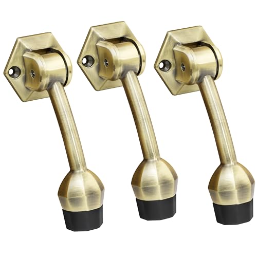 Image of Plantex Door Stopper for Main Door /5-Inch Stopper with Rubber Grip /Stoppers for Wooden Door /Stops for Door - Pack of 3 (Brass Antique)