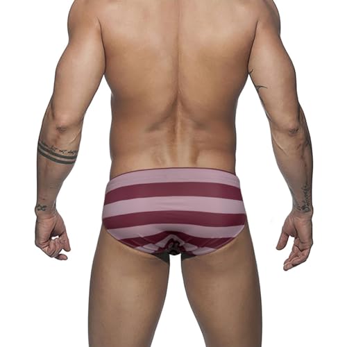 Pantalones cortos de baño a rayas para hombre estilo bikini 3