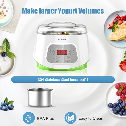 Yogurt Maker, Greek Yogurt Maker with Timer Control and Strainer, Yogurt Maker Machine with Stainless Steel Liner, Electric Portable Yogurt Maker for Yogurt, Greek Yogurt, Cheese, Natto (White) - Thumbnail 3