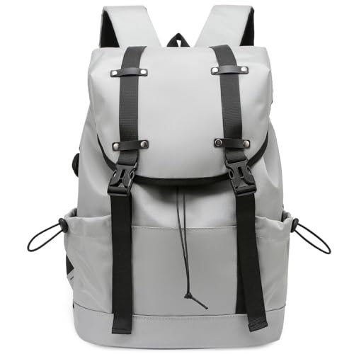 Mixroom - Mochila escolar porta PC hombre mujer niños bolsa para ordenador portátil bolsa casual para compras viaje funda portátil portátil 15,6' Z35, gris luminoso (ral 7035)