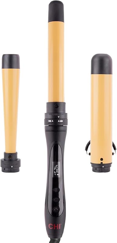Interchangeable Curling Wand, 3 Barrel Attachments for Versatile Curls, 0.5"-1.25" Inverted Tapered Barrel, 1" & 1.5" Barrel