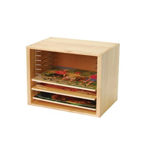 Constructive Playthings Natural Wood Puzzle Shelving with Metal Wire Racking, Made for 9x12-Inch