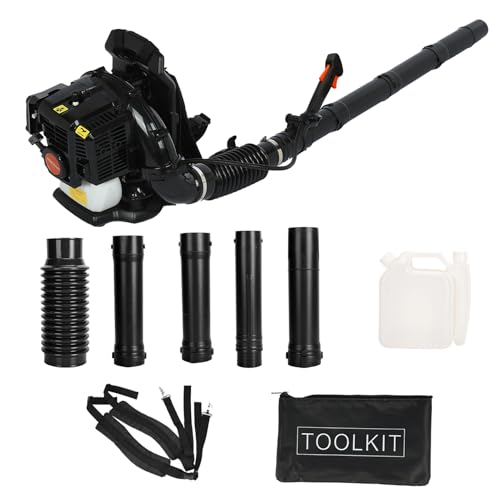 funrautz Souffleur de feuilles de sac à dos à essence 52 CC sans fil avec moteur à 2 temps refroidi par air et anti-vibrations, souffleuse à neige puissante pour souffler la poussière des feuilles