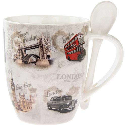 lesser and pavey- Mug en céramique avec cuillère | London | 1 pièce – 300 ML Accessoire,...